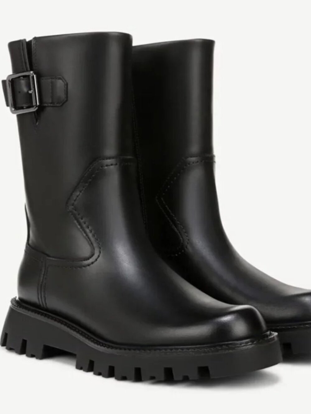 Franco Sarto Women's Brina Mid Calf Lug Bottom Boot in Black  Sz: 8.5